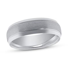 men's wedding band in white gold with satin finish and beveled edge