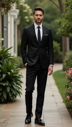 Formal Dress Code, Wedding Suits Men Black, Suit For Men Wedding, Black Suit Wedding, Stylish Mens Suits, Black Suit Men, Wedding Outfit Men, Dress Code Wedding, Stylish Suit