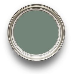 a round metal tin with a light blue color on the inside, and white background