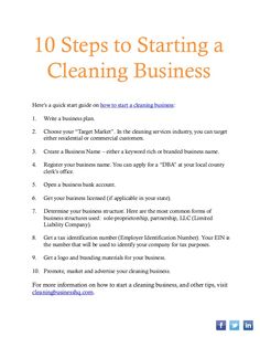 the ten steps to starting a cleaning business