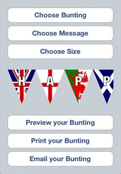 the bunting game is shown with different flags and numbers on each one side, including letters