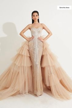 Nude Pageant Dress, Luxury Princess Dress For Celebration, Birthday Dresses With A Train, Luxury Prom Dresses Couture Candy, Luxury Princess Style Gown For Pageant, Baddie Wedding Dress Rose Gold, Luxury Elegant Gown With Rhinestones, Luxury Princess Dress With Detachable Train, Luxury Couture Tulle Dresses