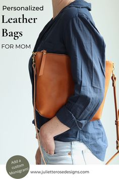 Help mom go hands free with the perfect simple tan leather crossbody bag this Mother's Day! This is the perfect thoughtful gift for your cool mom, and can be personalized with a gold monogram (for free!) These crossbody bags are handmade from Italian vegetable tanned leather and solid brass hardware and will only get better with time, just like your mom! Leather Crossbody Bags, Simple Leather, Personalized Leather, New Handbags, Vegetable Tanned Leather