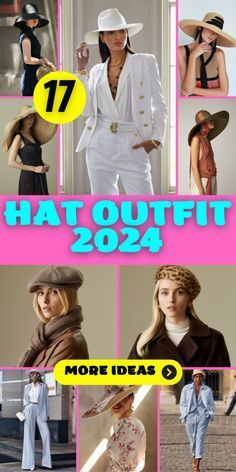 Women Caps Outfit, Spring Hat Outfits For Women, Black Fedora Hat Outfit Winter, 2024 Hat Trend, Hat Trends 2024, How To Wear A Hat, Women’s Hats, Outfits With Fedora Hats, Hat Styles For Women