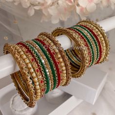 Mini Jodha Bangle Set - Multicolour - SOKORA JEWELSMini Jodha Bangle Set - MulticolourBANGLES Stylish Bangles, Green Bangles, Wedding Illustration Card, Bangle Ceremony, Maroon And Green, Filigree Bangle, Pearl Bangles, Mini Bracelet, Dresses Traditional