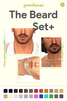 the beard set for males is shown with different colors and sizes, including brown hair