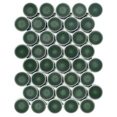 Sold Per Tile (1 Tile ≈ 0.93 Sq Ft) 2" penny tile in glossy forest green ceramic. Dark green penny tile mosaic for walls and floor. See All Portland Series Ceramic Tiles SPECIFICATIONS TILE SIZE: 13.75 x 9.75 in., 0.25 in. thick (Tile Calculator) CHIP SIZE: 2 in. penny rounds SQUARE FOOT PER TILE: ≈ 0.93 sq. ft. BOXES PER PALLET: 10 pieces per box, 36 boxes per pallet (Contact for pricing) INSTALLATION: Interlocking sheets on fiber mesh backing. FINISH: Glossy MATERIAL Ceramic Ceramic is a versa Penny Tile Fireplace, Penny Tile Border, Green Penny Tile Bathroom Floor, Bathroom Penny Tile, Penny Tile Mosaic, Dark Grey Penny Tile Bathroom, Green Penny Tile, Dark Green Penny Tile, Brown Penny Tile