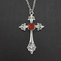 Gothic red cross necklace, handmade with stainless steel chain. Red Cross Necklace, Gothic Emo, Necklace Gothic, Red Cross, Star Necklace, Necklace Handmade, Steel Chain, Stainless Steel Chain, The Netherlands