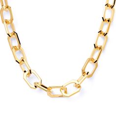 Redefine classic and style basics with the versatile design of this on-trend gold-plated paper clip chain necklace from PDPAOLA™ at Zales. Fashioned in brass with 18K gold plate Each link shines with angled edges for an octagonal shape. Adjustable to any length for a choker, "Y"-shaped; traditional or long style This necklace adjusts up to 20.67 inches in length with a hinged link that connects with any other link. Link Chain Zales, Gold Necklace Zales, Chunky Gold Chain Necklace, Paper Clip Chain Necklace, Chunky Gold Chain, Wedding Day Jewelry, Style Basics, Necklace Chain Lengths, Link Chain Necklace