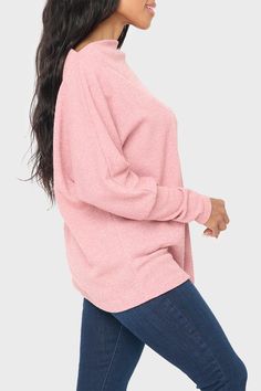 FINAL SALE: No returns or exchanges. Super soft knit enhances a slouchy silhouette created by the low dolman sleeves of this lightweight sweater. 88% Polyester | 7% Rayon | 4% Spandex Delicate Wash Cycle, Dry Flat. Length 26" (size small) Danielle is 5'3 wearing size XS Pink Soft Crew Neck Top, Pink Soft Texture Crew Neck Top, Crew Neck Stretch Cardigan In Soft Knit, Oversized Pink Sweater For Everyday, Pink Oversized Everyday Sweater, Crew Neck Stretch Soft Knit Cardigan, Everyday Oversized Pink Sweater, Oversized Pink Top With Ribbed Neckline, Soft Knit Crew Neck Sweater For Loungewear