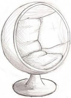 a drawing of a chair in a ball