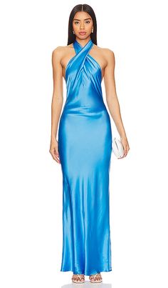 Amanda Uprichard Dress, Bond Girl, Luxe Clothing, Amanda Dress, Blue Beauty, Amanda Uprichard, Blue Gown, Halterneck Dress, Revolve Clothing