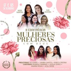 a flyer for a women's conference with pink flowers