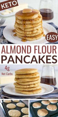 the cover of keto's easy guide to making almond flour pancakes, with instructions for