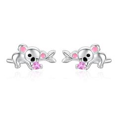 PRICES MAY VARY. ❤Adorable Koala Stud Earrings Design: The koala is lying lazily on the branch, just waking up with one eye opened, holding a pink heart-shaped zircon, very cute and unique. Dainty koala stud earrings jewelry gift for koala lover or people who like cute animals. ❤Perfect Koala Jewelry Gift: Lovely koala Earrings are great gift for wife, daughter, mother, sister, friend on birthday, anniversary, Mother's Day, Christmas Day, Valentine's Day, New Year and so on. High polished Surfac Lion Stud Earrings, Koala Jewelry, Koala Earrings, Tai Jewelry, Lion Earrings, Ear Pins, Unicorn Cat, Daughter Mother, Earrings Design