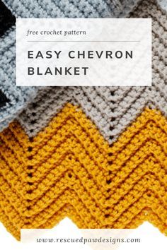 crochet chevron blanket with text overlay