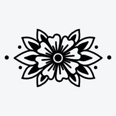 a black and white flower with dots on the bottom is an image of a flower