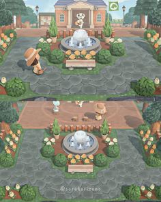 an animal park is shown in three separate screens