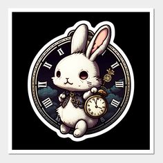 a white rabbit holding a pocket watch in its paws