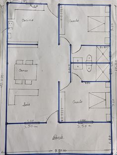 Plano de casa Económico. Small House Design Floor Plan, 1200sq Ft House Plans, House Plans South Africa, Commercial Design Exterior, Bungalow Style House Plans, Small House Layout