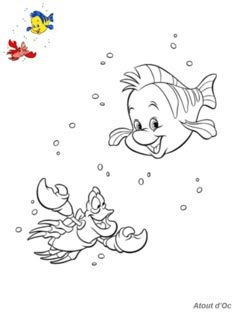 the little mermaid and her fish coloring pages