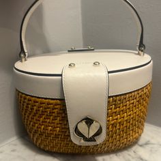 Super Unique And Detailed. High End Piece, New Never Worn! Chic White Straw Bag With Braided Handles, Chic White Woven Straw Bag, Summer Bucket Straw Bag With Gold-tone Hardware, Chic Straw Bag For Spring Picnic, Chic Spring Straw Bag For Picnic, White Top Handle Straw Bag, White Straw Bag With Braided Handles, Luxury White Straw Bag With Braided Handles, White Woven Straw Bag