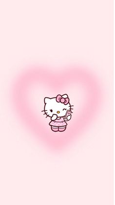 an image of a hello kitty wallpaper in the shape of a heart on a pink background