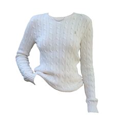 Vintage 90s chunky white cable knit sweater by polo Ralph Lauren. Perfect for fall and winter. Soft and warm cotton knit. Pullover. Trendy and chic. Light academia aesthetic #lightacademia #academia #fashion #aesthetic Luxury Vintage White Sweater, Ralph Lauren Luxury Winter Sweater, Ralph Lauren Slim Fit Sweater, Luxury Ralph Lauren Winter Sweater, Luxury White Vintage Sweater, Ralph Lauren White Cable Knit, Luxury Ralph Lauren Classic Sweater, Pull Ralph Lauren Beige, Luxury Fitted Vintage Sweater