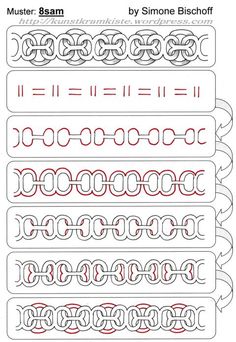 an image of some type of chain stitching pattern with the names and numbers on it