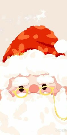 a close up of a santa clause wearing glasses