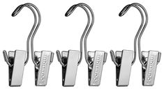 four pairs of metal hooks on white background