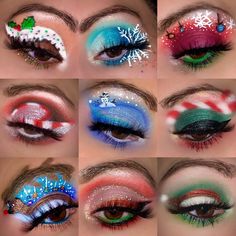 Christmas Theme Makeup Ideas, Cute Easy Christmas Makeup Looks, Fun Winter Makeup, Makeup Looks Holiday, X Mas Makeup Look, Christmas Makeup Eyeshadow, Basic Christmas Makeup, Festive Makeup Christmas, 12 Days Of Christmas Makeup Looks