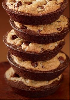 chocolate chip cookies stacked on top of each other