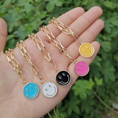 Super Cute, Trendy And Brand New! Mix & Match Jewelry And Accessories > 3/$30, 4/$40, 5/$50, 6/$60 And So Shop With Confidence, What You See Is Exactly What You Get! Tags Necklace, Jewelry, Accessories, Bracelets, Earrings, Anklets, Toe Rings, Chokers, Layered Necklaces, Rings, Watches, Bangle, Sunglasses, Tech Accessories, Airpod Cases & More! Smiley Face Necklace, Chain Chokers, Chokers Necklace, Cute Smiley Face, Chunky Gold Chain, Preppy Jewelry, Face Pendant, Face Necklace, Smiley Faces