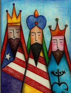 three kings and one queen are depicted in this colorful drawing, which depicts the american flag