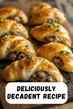 Deliciously Decadent Recipe | Sausage Cream Cheese Crescents Crescent Sausage Rolls, Easy Food Recipes For Dinner Cheap, Sausage Rolls With Crescent Rolls, Cresants Roll Recipes, Crescents Recipes, Crescent Dough Sheet Recipes, Sausage Cream Cheese Crescents, Crescent Roll Dough Recipes, Crescent Dough Recipes