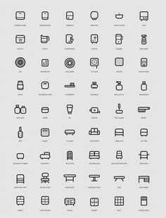 a large set of different types of electronic devices in black and white, all on one page