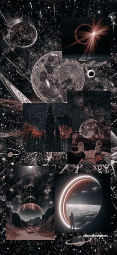 collage of space images with stars and planets