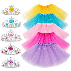 princess tiaras and crowns in different colors