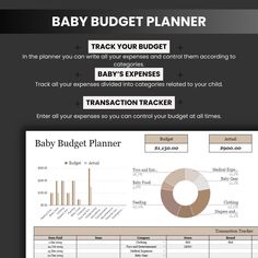 the baby budget planner is shown in black and white