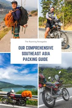 four photos with the words our comprehentive southeast asia packing guide