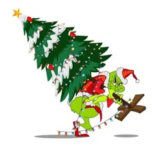 an image of a cartoon character carrying a christmas tree