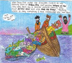 an image of children's bible story about noah and his ark in the sea