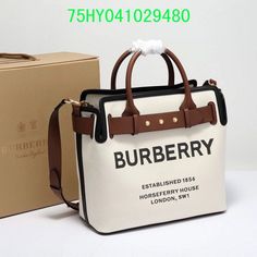 Charm Fashion -BBR Bags - 623 Canvas Leather Tote, Burberry Belt, Burberry Women, Medium Bags, Burberry Bag, Canvas Leather, Satchel Bags, Brunei, Shoulder Bag Women