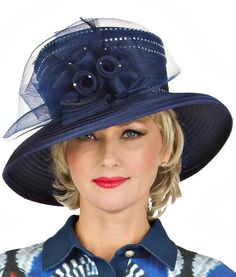 Giovanna HR22125 1 piece Brim Hat Colors: Black, Champagne, Ice Blue, Navy, Pink, White Sizes: One Size Price Sign, Navy Blue Design, Church Hat, Church Suits, Trim Styles, Hat Stands, Mesh Netting, Pillbox Hat, Decorative Bows