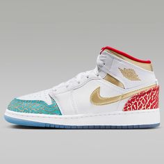 Nike Air Jordan 1 Mid SS (GS) Style #: FB2212-100 Color: White/Metallic Gold Condition: NEW with Box. 100% Authentic Guaranteed Special Note: Aj1 Mid, Blue Lightning, Nike Air Jordan 1 Mid, Nike Air Jordan 1, School Boy, Air Jordan 1 Mid, Jordan 1 Mid, Kids Nike, Nike Jordan