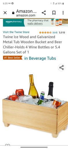 a wooden box filled with lots of bottles