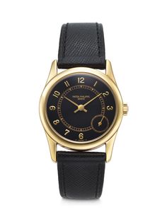 PATEK PHILIPPE, YELLOW GOLD 'CALATRAVA' WITH BLACK DIAL, REF. 5000, | Christie’s