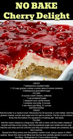 the recipe for no bake cherry delight