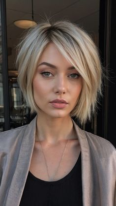 Women’s Hair Short Bob, Short Blonde Hair Fine, Short Haircut Ideas For Women Bob Styles, Haircut For Very Fine Hair, Short Hairstyle Thinning Hair, Womens Hairstyles For Thinning Hair, How To Style Medium Short Hair, Short Hair Styles For Fine Straight Hair, Best Bobs For Fine Hair